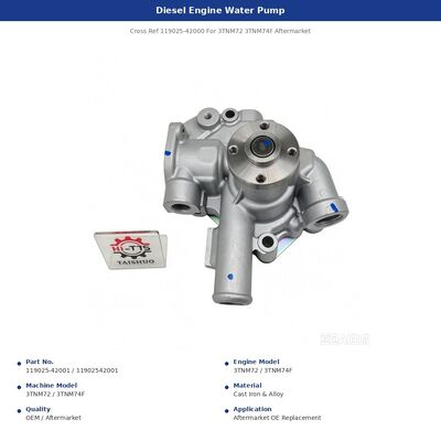 OE 119025-42001 11902542001 Μηχανή αντλία νερού Σταυροειδής αναφορά 119025-42000 Για Kubota 3TNM72 3TNM74F Αξιοποιήσεις